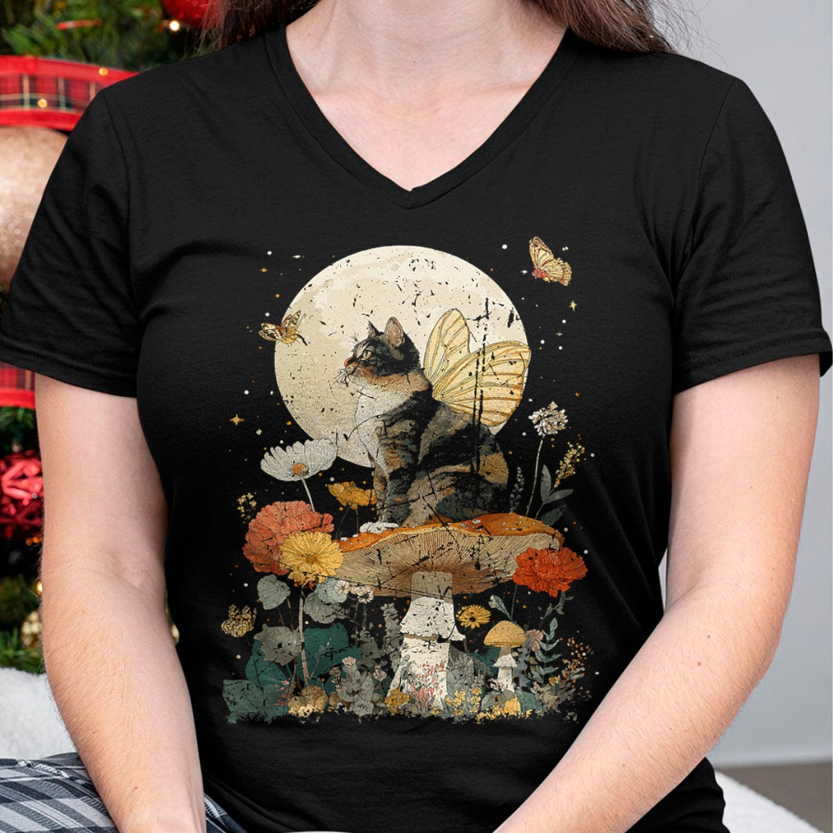 Cat Love Shirt, Funny Cat Lover Gift UnisexT-Shirt/Hoodie/Sweatshirt HLT00 - I Love Cats Fairy Witchy Plant Lover Vintage Nature Themed T-Shirt