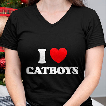 Cat Love Shirt, Funny Cat Lover Gift UnisexT-Shirt/Hoodie/Sweatshirt HLT00 - Cat Boy Heart Funny Cute Costume Furry Catboy Joke Meme Fan T-Shirt, Men, Black, 3X-Large