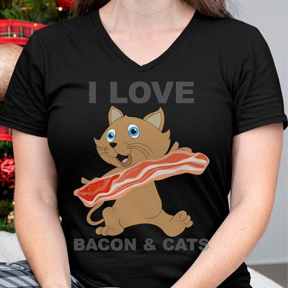 Cat Love Shirt, Funny Cat Lover Gift UnisexT-Shirt/Hoodie/Sweatshirt HLT00 - I love bacon and cats T-Shirt