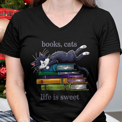 Cat Love Shirt, Funny Cat Lover Gift UnisexT-Shirt/Hoodie/Sweatshirt HLT00 - Funny Cats Books Lover Men Women T-Shirt