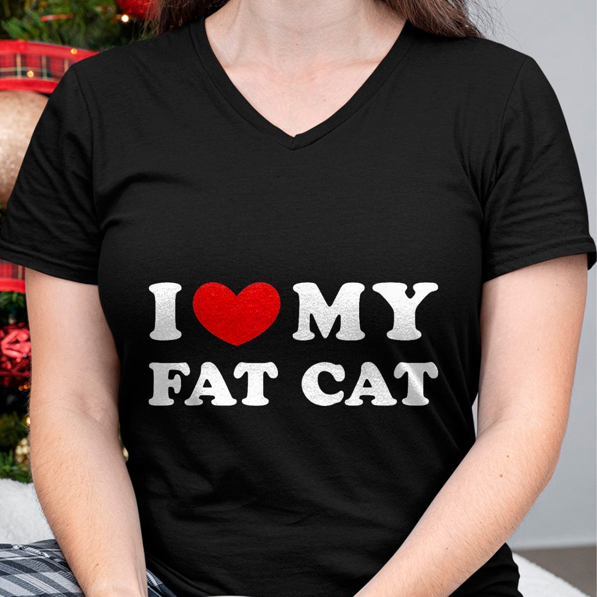 Cat Love Shirt, Funny Cat Lover Gift UnisexT-Shirt/Hoodie/Sweatshirt HLT00 - I Love My Fat Cat, I Heart My Fat Cat T-Shirt, Youth, Black, Medium (1)