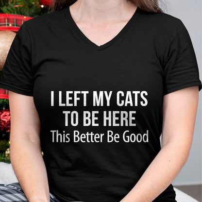 Cat Love Shirt, Funny Cat Lover Gift UnisexT-Shirt/Hoodie/Sweatshirt HLT00 - I Left My Cats To Be Here - This Better Be Good - T-Shirt