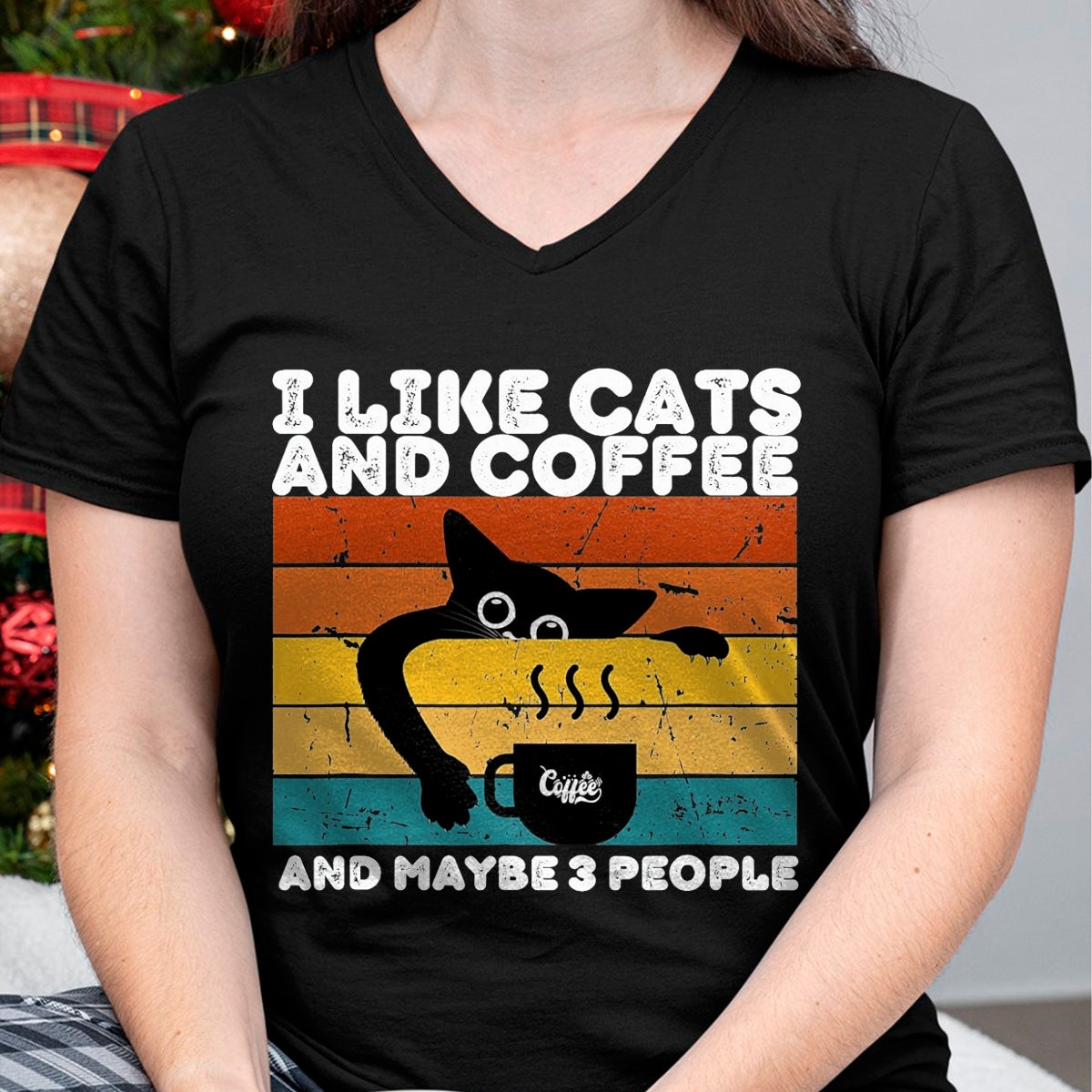 Cat Love Shirt, Funny Cat Lover Gift UnisexT-Shirt/Hoodie/Sweatshirt HLT00 - I Like Cats and Coffee and Maybe 3 People Funny Love Cats T-Shirt, Men, Dark Heather Grey, Large