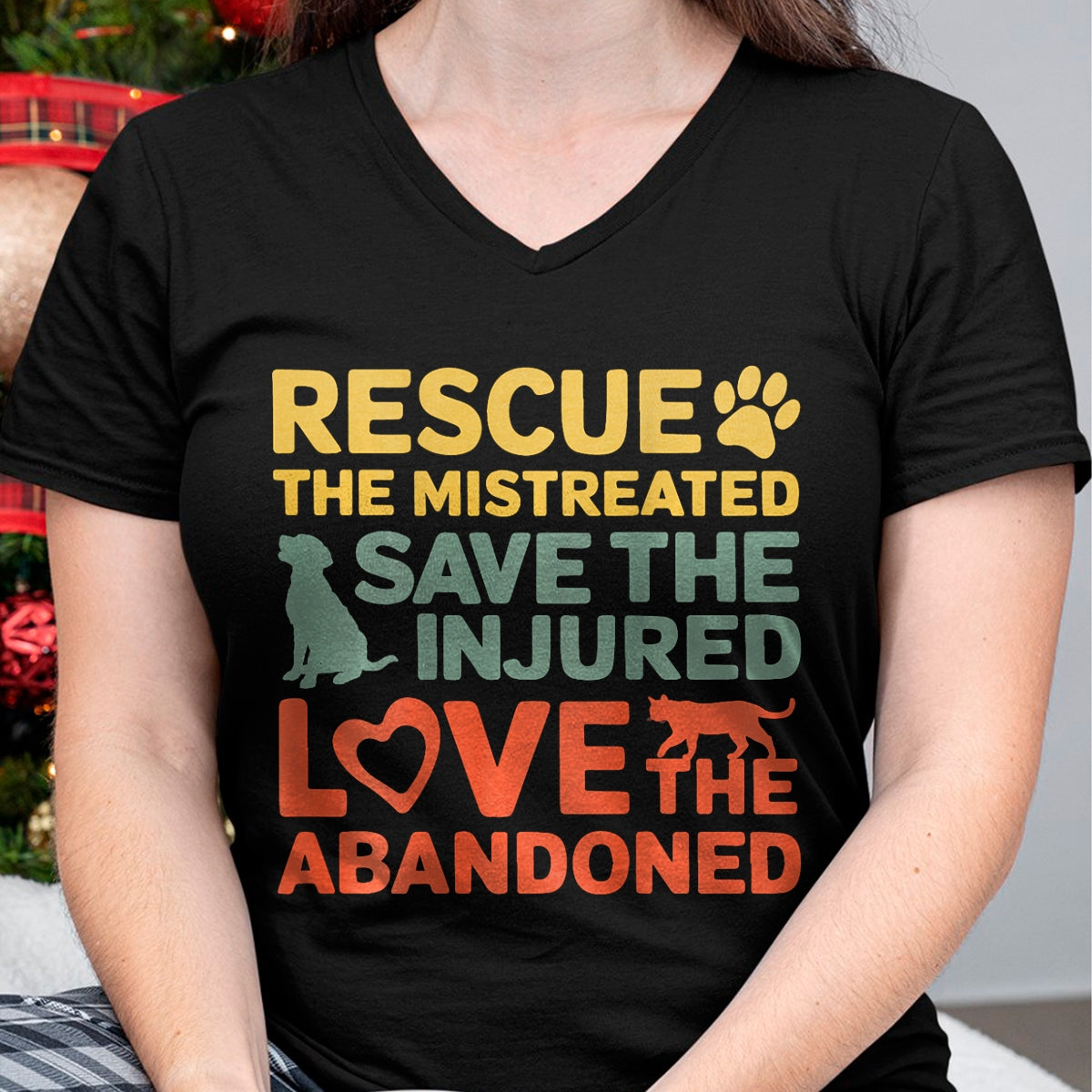 Cat Love Shirt, Funny Cat Lover Gift UnisexT-Shirt/Hoodie/Sweatshirt HLT00 - Animal Rescue Gifts Rescue the Mistreated Save the Injured Love the Abandoned Unisex T-Shirt - Black