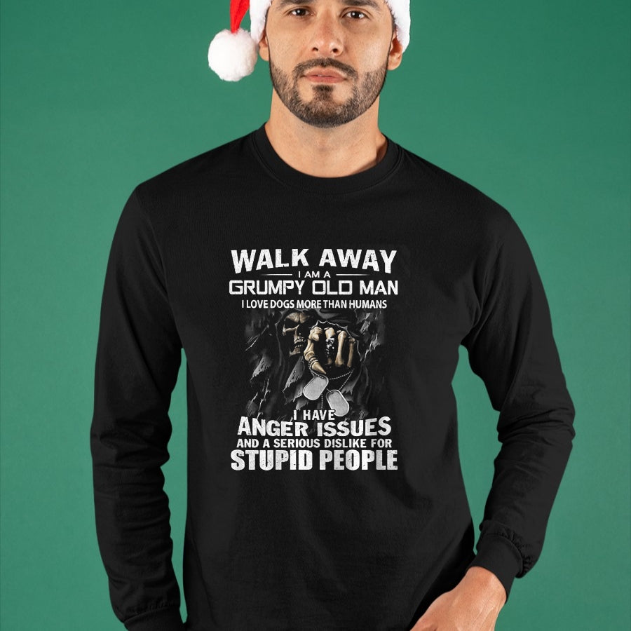 Best Husband Shirt, Wife and Husband Unisex T-Shirt/Hoodie/Sweatshirt HLT00 - Walk Away I Am A Grumpy Old Man I Love Dogs More Than Humans T-Shirt