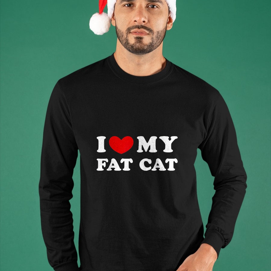 Cat Love Shirt, Funny Cat Lover Gift UnisexT-Shirt/Hoodie/Sweatshirt HLT00 - I Love My Fat Cat, I Heart My Fat Cat T-Shirt, Youth, Black, Medium (1)