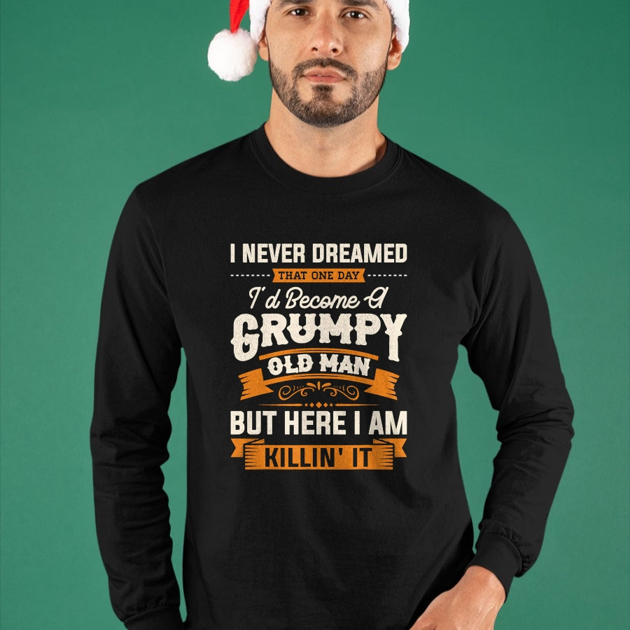 Best Husband Shirt, Wife and Husband Unisex T-Shirt/Hoodie/Sweatshirt HLT00 - Mens I Never Dreamed That I_d Become A Grumpy Old Man Grandpa Short Sleeve T-Shirt
