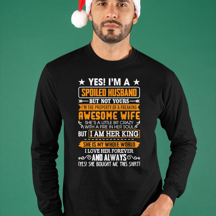 Best Husband Shirt, Wife and Husband Unisex T-Shirt/Hoodie/Sweatshirt HLT00 - Yes I_m A Spoiled Husband Of A Freaking Awesome Wife T-Shirt