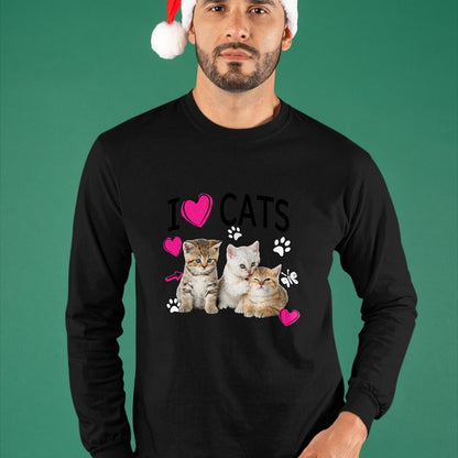 Cat Love Shirt, Funny Cat Lover Gift UnisexT-Shirt/Hoodie/Sweatshirt HLT00 - Cat Lover Tee Cute I Love Cats Kittens Hearts Paws Gift Idea T-Shirt