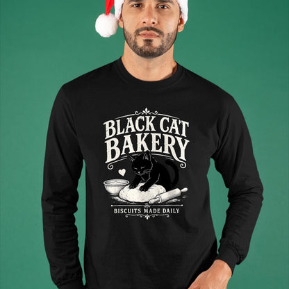 Cat Love Shirt, Funny Cat Lover Gift UnisexT-Shirt/Hoodie/Sweatshirt HLT00 - Black Cat Bakery Biscuits Made Daily Cat Lover Art T-Shirt