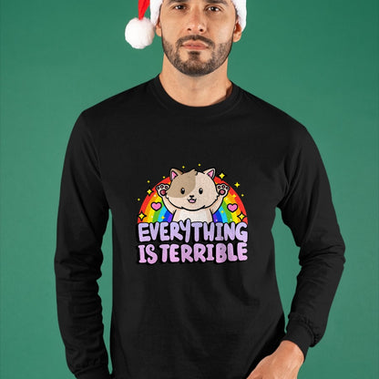 Cat Love Shirt, Funny Cat Lover Gift UnisexT-Shirt/Hoodie/Sweatshirt HLT00 - Everything is Terrible Sarcasm Rainbow Kitten Cute Cat T-Shirt (1)