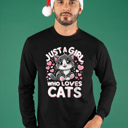 Cat Love Shirt, Funny Cat Lover Gift UnisexT-Shirt/Hoodie/Sweatshirt HLT00 - Just A Girl Who Loves Cats Cute Cat T-Shirt