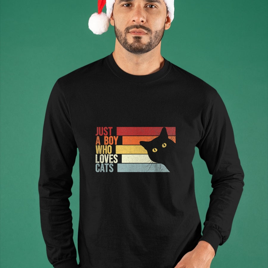 Cat Love Shirt, Funny Cat Lover Gift UnisexT-Shirt/Hoodie/Sweatshirt HLT00 - Just A Boy Who Loves Cats. Funny Cats Lover T-Shirt (2)