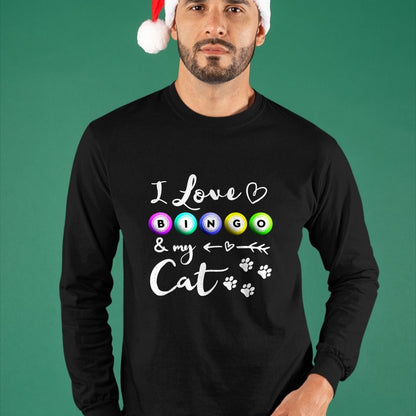 Cat Love Shirt, Funny Cat Lover Gift UnisexT-Shirt/Hoodie/Sweatshirt HLT00 - Bingo Shirt for Women, I Love Bingo and my Cat Bingo gift T-Shirt