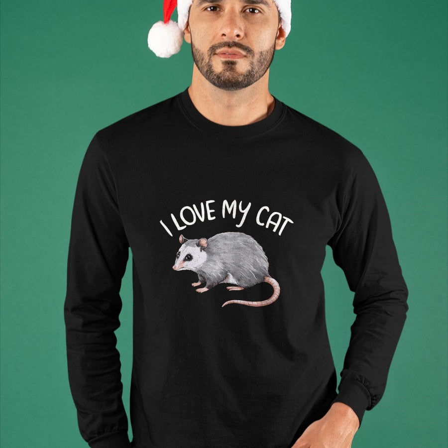 Cat Love Shirt, Funny Cat Lover Gift UnisexT-Shirt/Hoodie/Sweatshirt HLT00 - I Love My Cat Opossum T-Shirt, Men, Black, X-Large