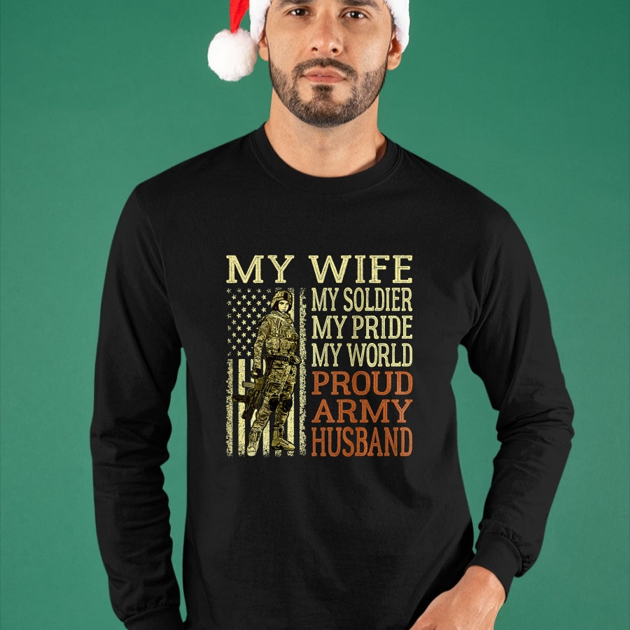 Best Husband Shirt, Wife and Husband Unisex T-Shirt/Hoodie/Sweatshirt HLT00 - My Wife My Soldier Hero - Proud Army Husband Military Spouse T-Shirt
