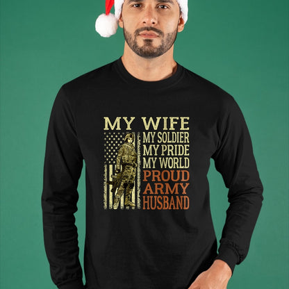 Best Husband Shirt, Wife and Husband Unisex T-Shirt/Hoodie/Sweatshirt HLT00 - My Wife My Soldier Hero - Proud Army Husband Military Spouse T-Shirt