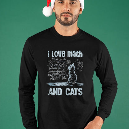 Cat Love Shirt, Funny Cat Lover Gift UnisexT-Shirt/Hoodie/Sweatshirt HLT00 - I Love Math and Cats Funny Cat Lover Science Teacher Student T-Shirt