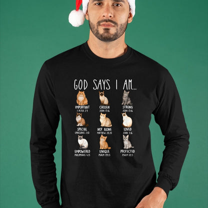 Cat Love Shirt, Funny Cat Lover Gift UnisexT-Shirt/Hoodie/Sweatshirt HLT00 - God Says I Am Cat Lover Bible Verses Christian Scripture Cat T-Shirt