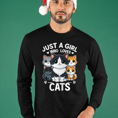 Cat Love Shirt, Funny Cat Lover Gift UnisexT-Shirt/Hoodie/Sweatshirt HLT00 - Just A Girl Who Loves Cats T-Shirt