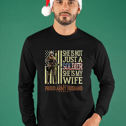 Best Husband Shirt, Wife and Husband Unisex T-Shirt/Hoodie/Sweatshirt HLT00 - She is Not Just A Soldier She is My Wife Proud Army Husband T-Shirt, Men, Black, 3X-Large