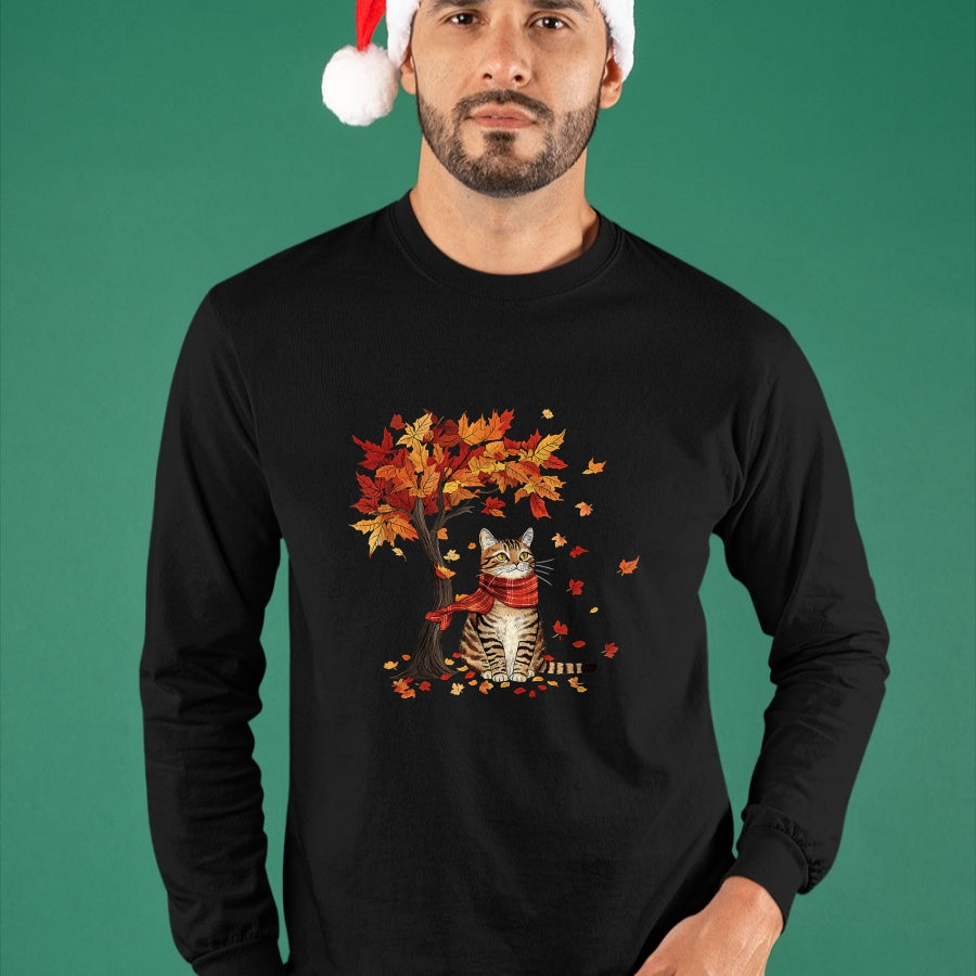 Cat Love Shirt, Funny Cat Lover Gift UnisexT-Shirt/Hoodie/Sweatshirt HLT00 - Cat Leaf Fall Tree Hello Autumn Thanksgiving It_s Fall Y_all T-Shirt