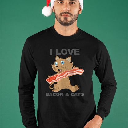 Cat Love Shirt, Funny Cat Lover Gift UnisexT-Shirt/Hoodie/Sweatshirt HLT00 - I love bacon and cats T-Shirt