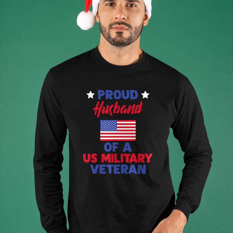 Best Husband Shirt, Wife and Husband Unisex T-Shirt/Hoodie/Sweatshirt HLT00 - Proud Husband Of A US Military Veteran - Veteran_s Day T-Shirt