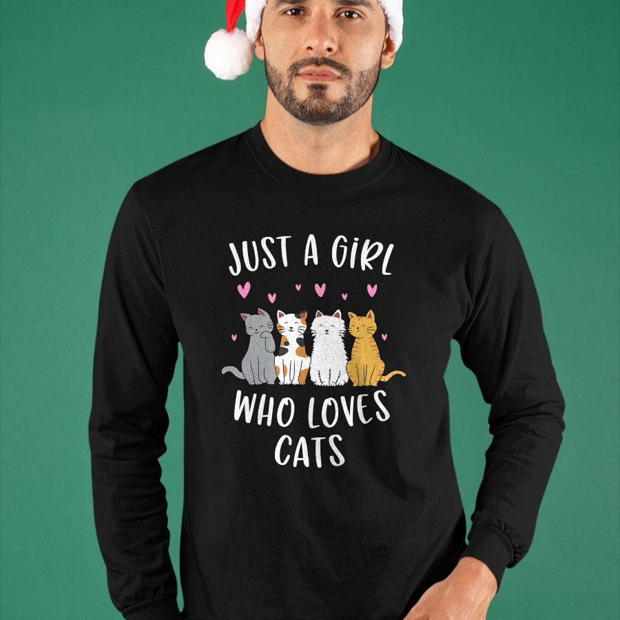 Cat Love Shirt, Funny Cat Lover Gift UnisexT-Shirt/Hoodie/Sweatshirt HLT00 - Just A Girl Who Loves Cats Cute Cat Lover T-Shirt Small
