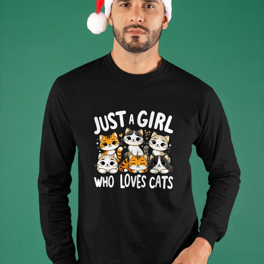 Cat Love Shirt, Funny Cat Lover Gift UnisexT-Shirt/Hoodie/Sweatshirt HLT00 - Cats Lover Just A Girl Who Loves Cat T-Shirt (1)