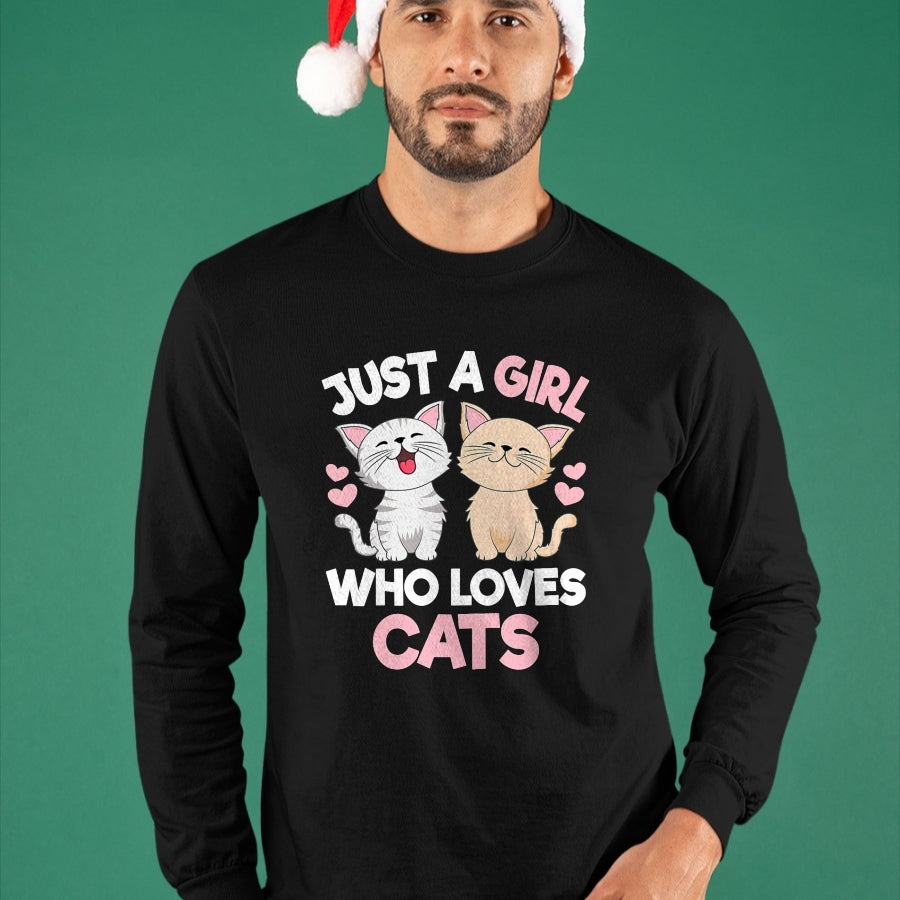 Cat Love Shirt, Funny Cat Lover Gift UnisexT-Shirt/Hoodie/Sweatshirt HLT00 - Just A Girl Who Loves Cats Cute Cat Lover Kitty Girls Kids T-Shirt