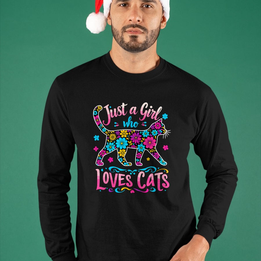 Cat Love Shirt, Funny Cat Lover Gift UnisexT-Shirt/Hoodie/Sweatshirt HLT00 - Cat Cute Just A Girl Who Loves Cats T-Shirt