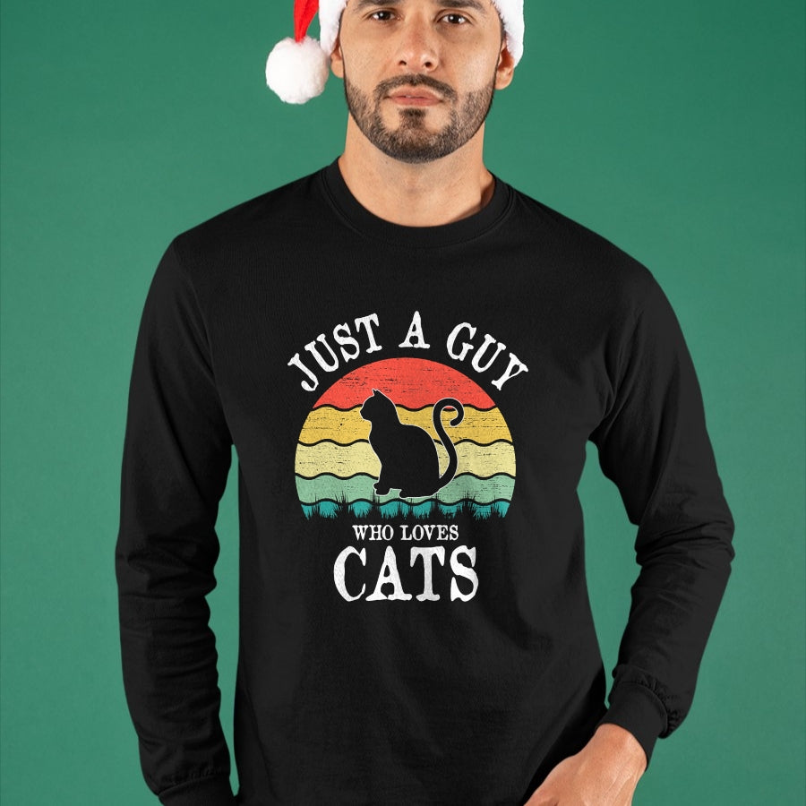 Cat Love Shirt, Funny Cat Lover Gift UnisexT-Shirt/Hoodie/Sweatshirt HLT00 - Just A Guy Who Loves Cats T-Shirt (1)