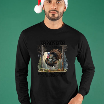 Cat Love Shirt, Funny Cat Lover Gift UnisexT-Shirt/Hoodie/Sweatshirt HLT00 - an Old Man Still Hunting Wild Turkey in 70s T-Shirt