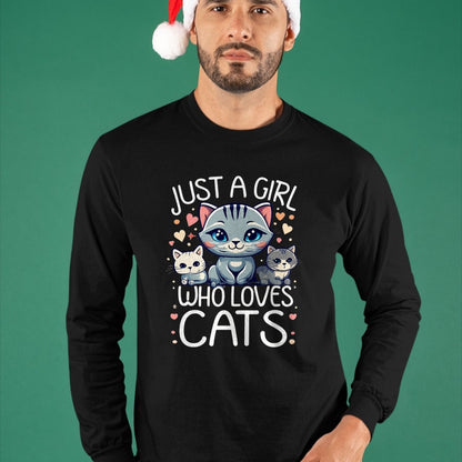 Cat Love Shirt, Funny Cat Lover Gift UnisexT-Shirt/Hoodie/Sweatshirt HLT00 - Just a Girl who Loves Cats Cute Cat Lover T-Shirt