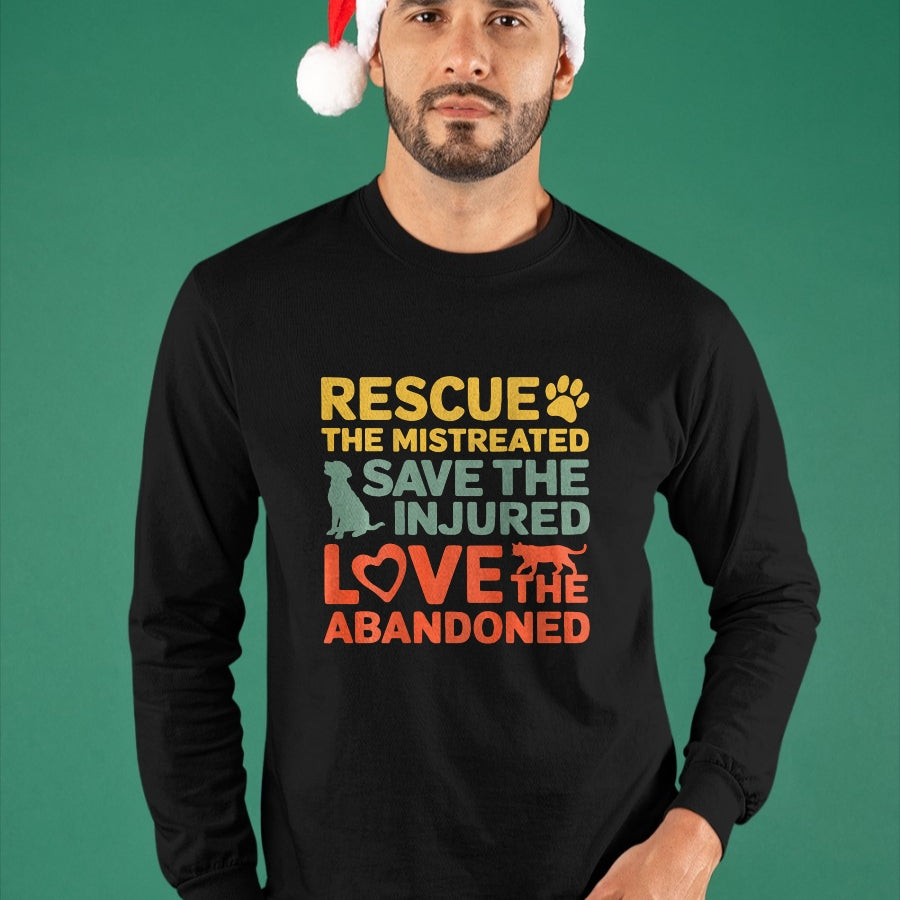 Cat Love Shirt, Funny Cat Lover Gift UnisexT-Shirt/Hoodie/Sweatshirt HLT00 - Animal Rescue Gifts Rescue the Mistreated Save the Injured Love the Abandoned Unisex T-Shirt - Black