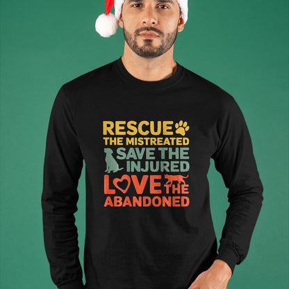 Cat Love Shirt, Funny Cat Lover Gift UnisexT-Shirt/Hoodie/Sweatshirt HLT00 - Animal Rescue Gifts Rescue the Mistreated Save the Injured Love the Abandoned Unisex T-Shirt - Black