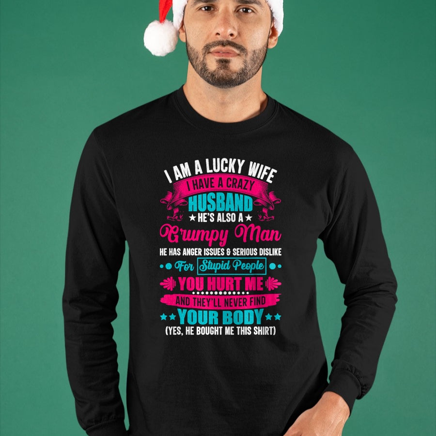 Best Husband Shirt, Wife and Husband Unisex T-Shirt/Hoodie/Sweatshirt HLT00 - I Am A Lucky Wife, I Have A Crazy Husband T-Shirt