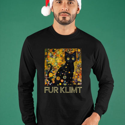 Cat Love Shirt, Funny Cat Lover Gift UnisexT-Shirt/Hoodie/Sweatshirt HLT00 - Black Cat in Klimt Painting, Cat Lover, Artist Art Student T-Shirt, Men, Black, 3X-Large