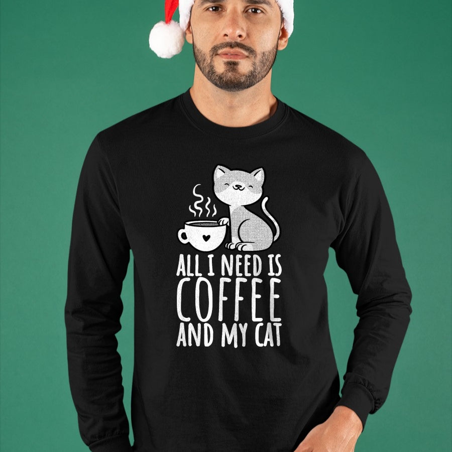 Cat Love Shirt, Funny Cat Lover Gift UnisexT-Shirt/Hoodie/Sweatshirt HLT00 - All I Need is Coffee and My Cat, Coffee Men and Women T-Shirt