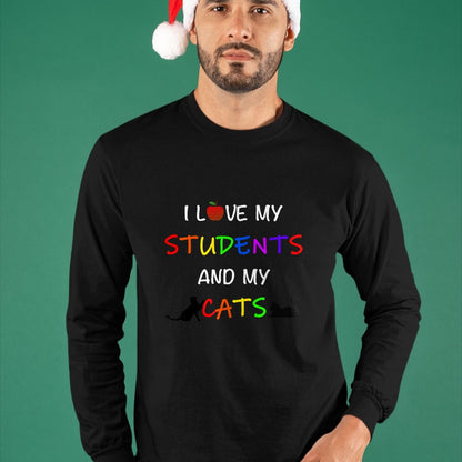 Cat Love Shirt, Funny Cat Lover Gift UnisexT-Shirt/Hoodie/Sweatshirt HLT00 - I Love My Students And My Cats Cute Teacher Cat T-Shirt