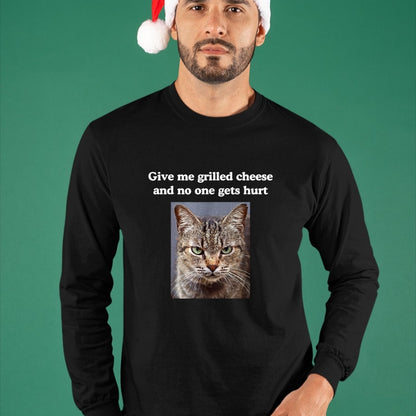 Cat Love Shirt, Funny Cat Lover Gift UnisexT-Shirt/Hoodie/Sweatshirt HLT00 - Funny Sarcastic Gray Tabby Cats Quote Love Grilled Cheese T-Shirt, Women, Dark Heather Grey, Large