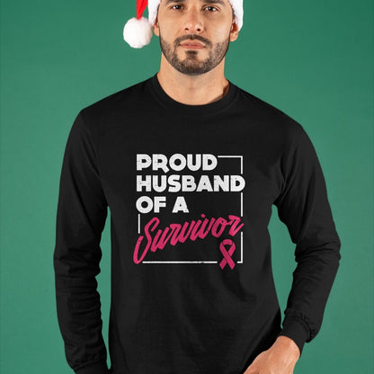 Best Husband Shirt, Wife and Husband Unisex T-Shirt/Hoodie/Sweatshirt HLT00 - Proud Husband of Survivor Breast Cancer Awareness Men Gift T-Shirt