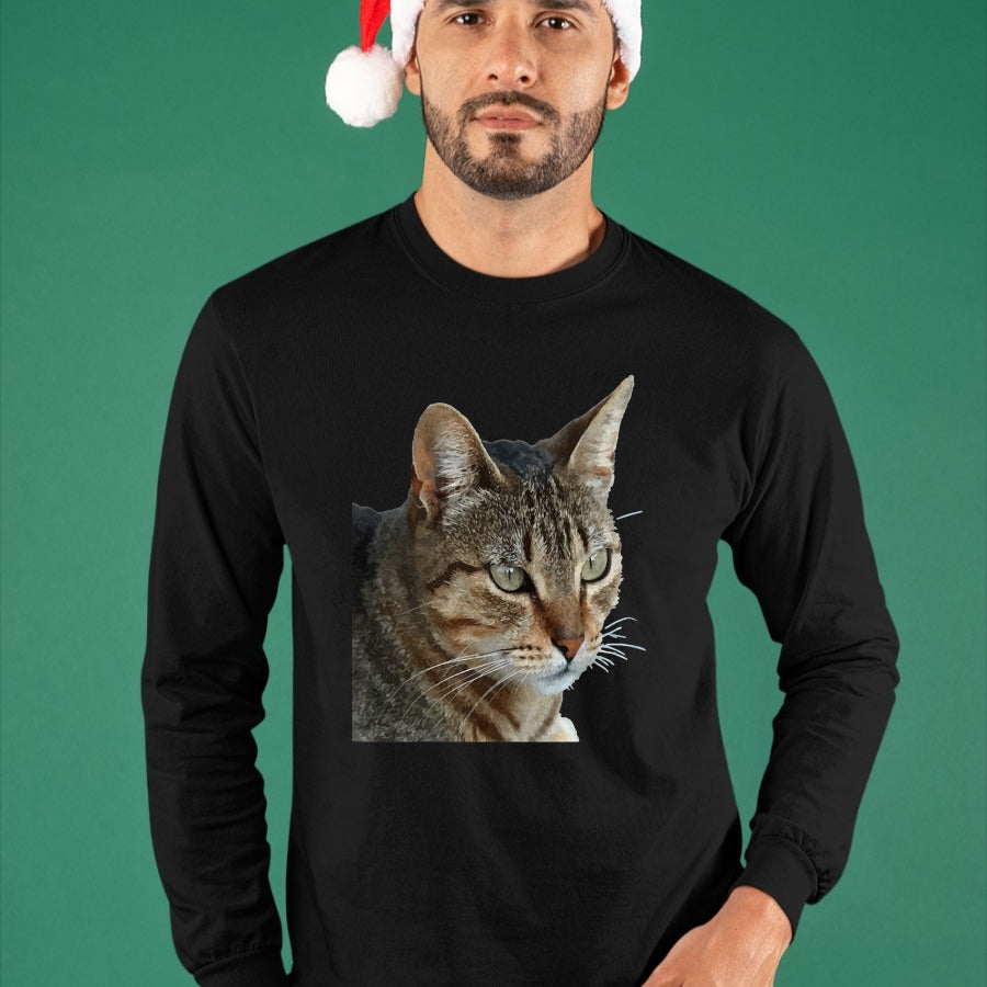 Cat Love Shirt, Funny Cat Lover Gift UnisexT-Shirt/Hoodie/Sweatshirt HLT00 - Stunning Tabby Cat Close Up Portrait Vector T-Shirt (1)