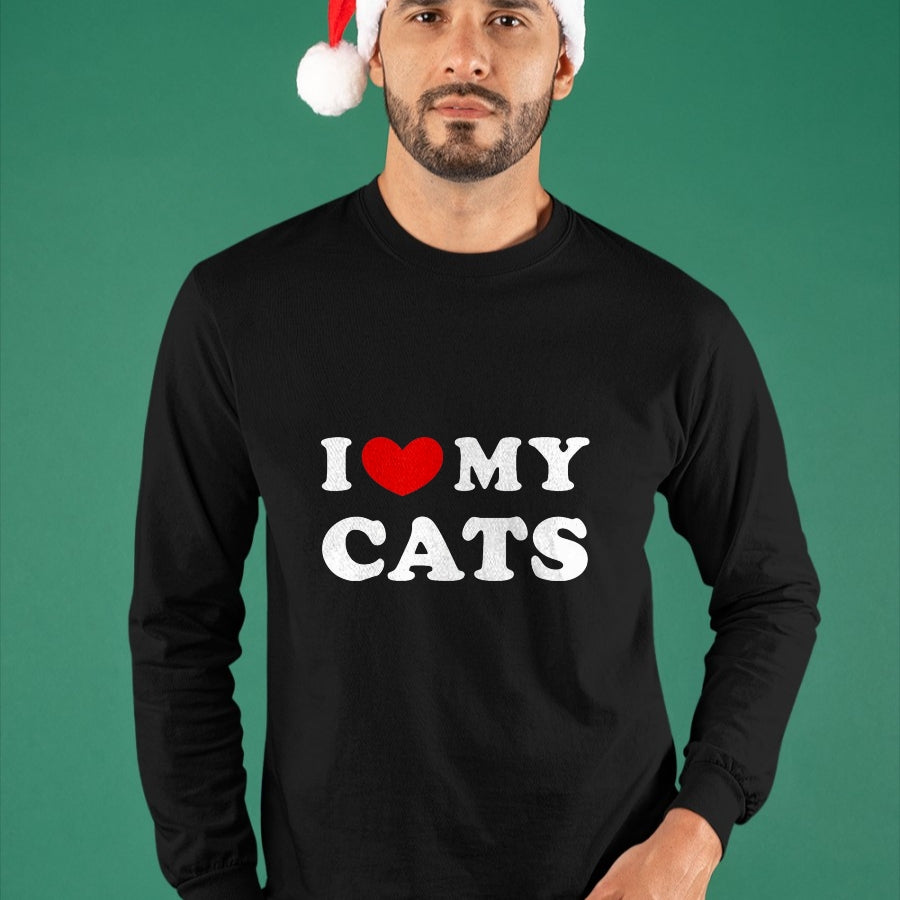 Cat Love Shirt, Funny Cat Lover Gift UnisexT-Shirt/Hoodie/Sweatshirt HLT00 - I Love My Cats, I Heart My Cats T-Shirt, Men, Black, 3X-Large (1)