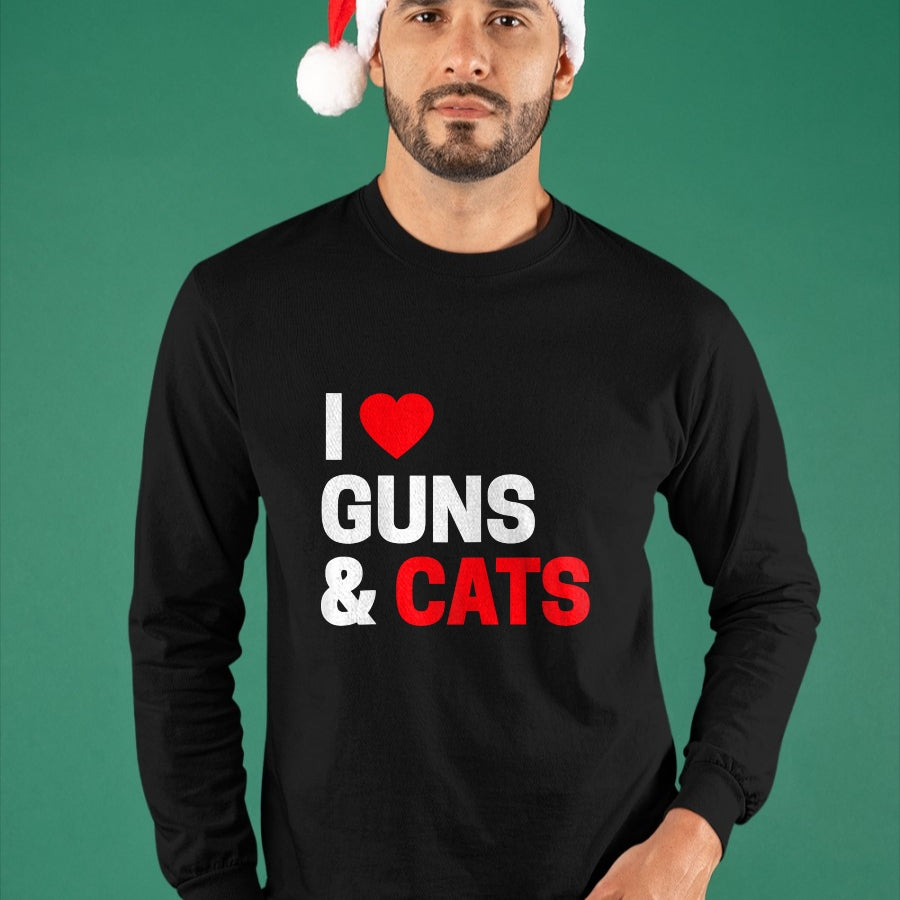 Cat Love Shirt, Funny Cat Lover Gift UnisexT-Shirt/Hoodie/Sweatshirt HLT00 - Cat Lovers Gifts for Men _ Women Funny I Love Guns _ Cats T-Shirt (1)