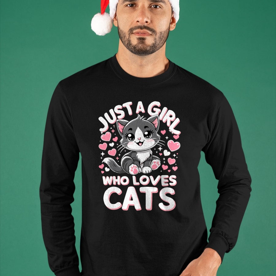 Cat Love Shirt, Funny Cat Lover Gift UnisexT-Shirt/Hoodie/Sweatshirt HLT00 - Just A Girl Who Loves Cats Cute Cat T-Shirt (1)