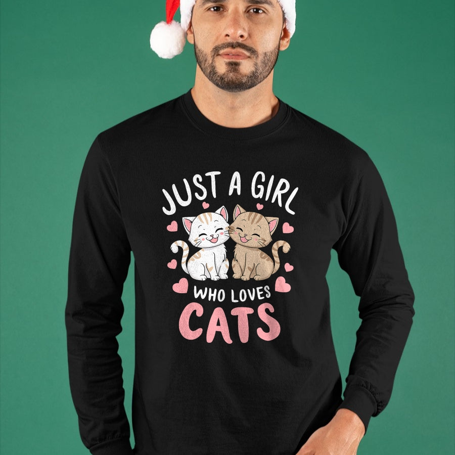 Cat Love Shirt, Funny Cat Lover Gift UnisexT-Shirt/Hoodie/Sweatshirt HLT00 - Cat Lover Just A Girl Who Loves Cats T-Shirt (1)