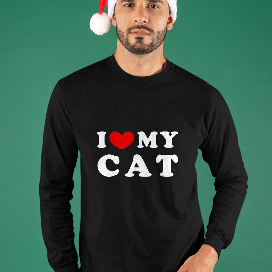 Cat Love Shirt, Funny Cat Lover Gift UnisexT-Shirt/Hoodie/Sweatshirt HLT00 - I Love My Cat, I Heart My Cat T-Shirt, Men, Dark Heather Grey, Large
