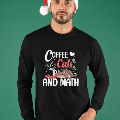 Cat Love Shirt, Funny Cat Lover Gift UnisexT-Shirt/Hoodie/Sweatshirt HLT00 - I Love Math Cats And Coffee Heart Mathematics Teacher T-Shirt